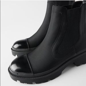 Flat elastic lug soled ankle boots ZARA